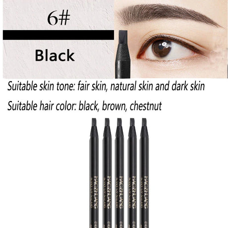 5PCS Haozhuang Eyebrow Pencil Brown Wholesale Cosmetic Pencil Product Natural Waterproof Long-Lasting Tattoo Brush Makeup Beauty