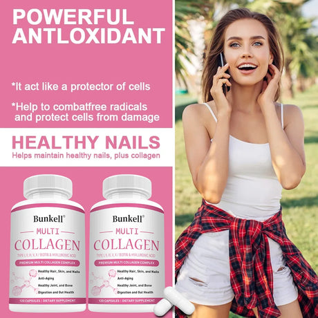Multi Collagen Complex Capsules - with Hyaluronic Acid, Biotin - Protect Bones and Joints,Promotes Skin Health