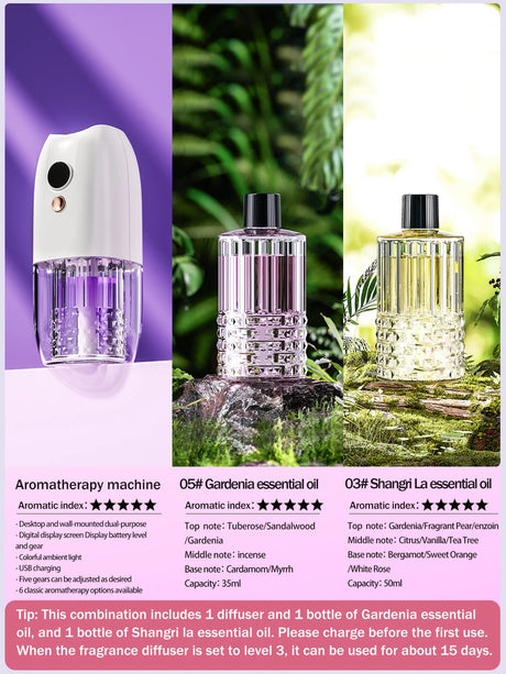 Multi-functional rechargeable portable aroma diffuser essential oil diffuser timer air freshener car home living room bathroom