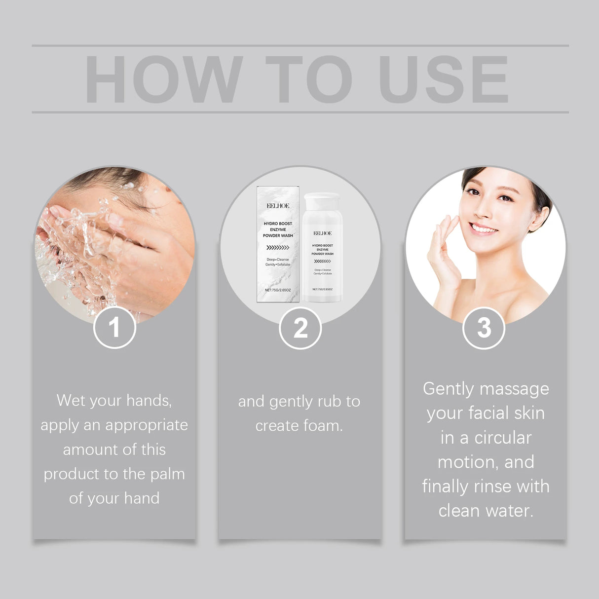 Enzyme Face Wash Powder 75g Gentle Exfoliating Cleanser for Sensitive Skin Removes Dirt Brightens Skin Travel Friendly Formula