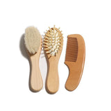 1/2/3PCS Newborn Wool Baby Wooden Brush Comb Newborn Hair Brush Infant Head Massager Portable Comb Hair Bath Brush Comb
