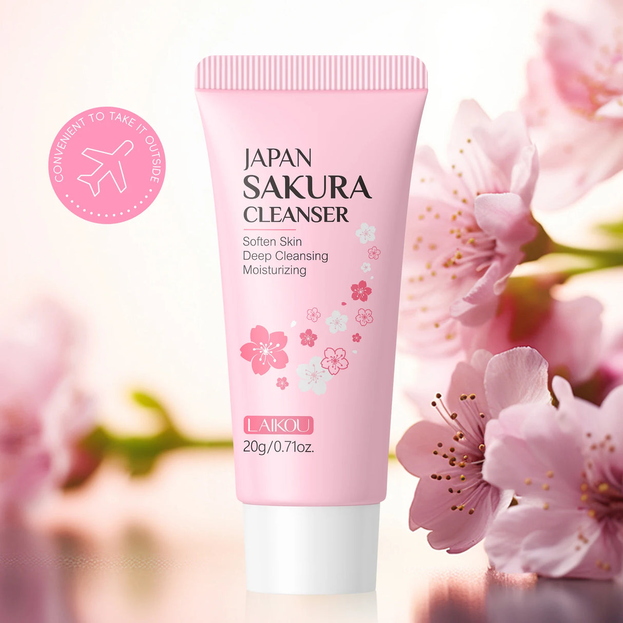 LAIKOU Japan Sakura Facial Cleanser Oil Control Cleansing Face Wash Cream Pore Clean