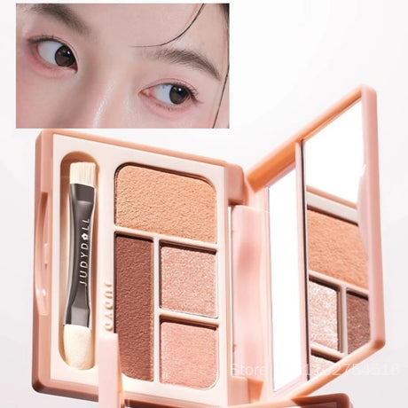 Judydoll 4 Colors Eyeshadow Palette Blush Eyeliner Eye Shadow Highlight Contour Palette Silkworm Plate Face Brighten Makeup