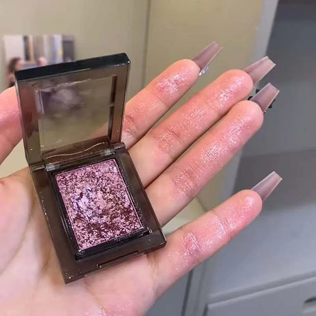 Purple Glitter Eyeshadow Makeup Pearlescent Shimmer Black Eyeshadow Plate Waterproof Long Lasting Monochrome Eyeshadow Cosmetics