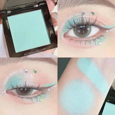 Purple Glitter Eyeshadow Makeup Pearlescent Shimmer Black Eyeshadow Plate Waterproof Long Lasting Monochrome Eyeshadow Cosmetics