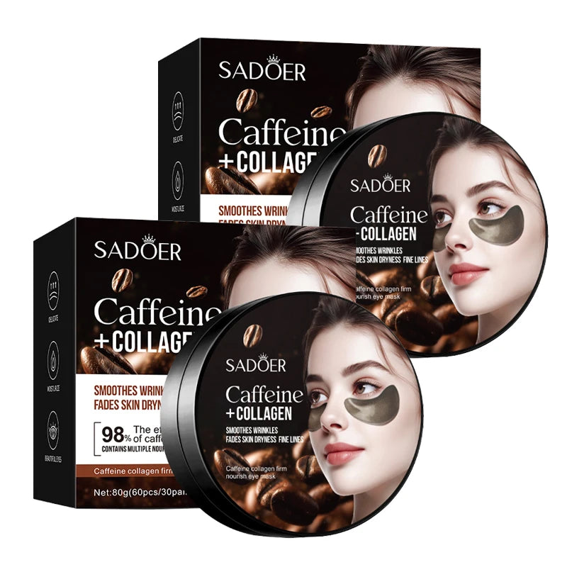 60/120pcs SADOER Caffeine Crystal Collagen Eye Mask: Moisturizing Eye Patches for Eye Care Ant -Aging Anti Wrinkles Skin Care
