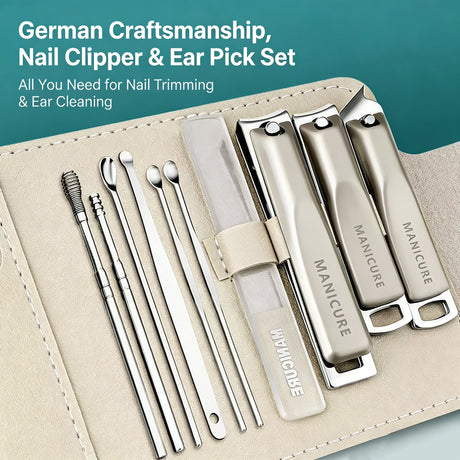 1/5pcs Professional Manicure and Pedicure Kit  Includes Nail Clipper Nail File and Ear Pick Portable Storage Case Tool
