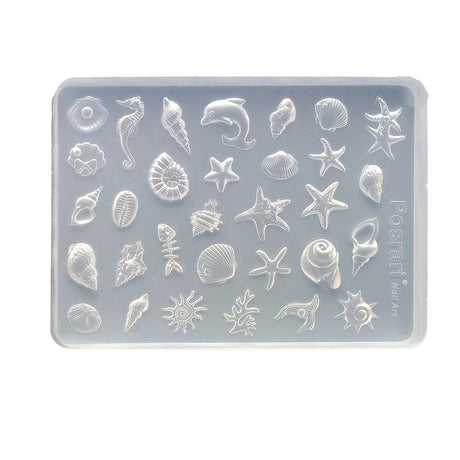 Ocean Themed Silicone Nail Art Mold Baroque Pearl Love Summer Beach Shell Conch Starfish Pattern 3D Carving Template Mold