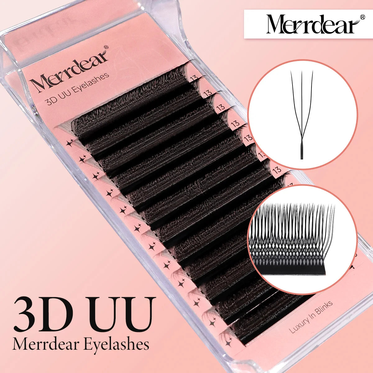 Merrdear C/D U-Shaped 2D/3D/4D/5D/6D Mix 8-15MM False Eyelashes Professional Handmade Natural Volume Lashes Supplies