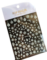 Sliver Bronzing 3D Christmas Nail Art Decoration Sticker Sparkly White Colorful Glitter Geometry Snowflake Winter Slider Foil