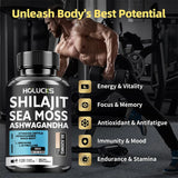Premium Sea Moss Shilajit Ashwagandha Herbal Capsules, Boost Energy, Immune Support, Enhance Vitality & Overall Wellness