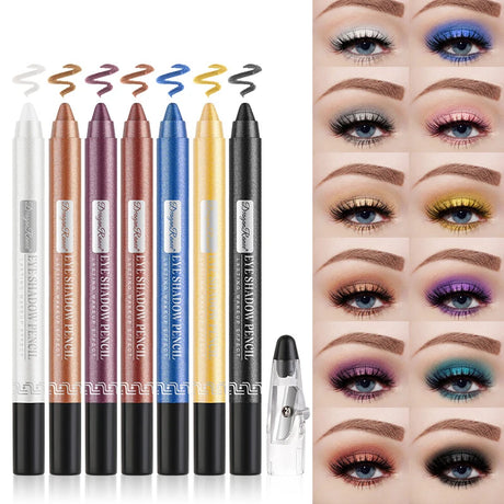 Metallic Blue Pearlescent Eyeshadow Pencil Stick Lasting Waterproof Smoky Glitter Grey White Purple Eye Shadow Highlighter Pen