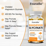 Magnesium Glycinate 400mg Capsules, Support Muscle, Bone, Heart, Nerve, Sleep Quality & Immune System Health, Non-GMO