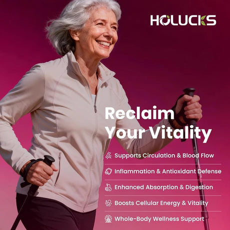 High Potency Enzyme Complex, with Lumbrokinase & CoQ10, Boost Vitality, Cellular Energy & Immune Health, Middle Aged Daily