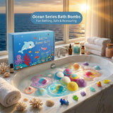 6-12PCS Bath Bombs Surprise Toy Inside Bath Bombs Natural Mega Bubbles Ocean Theme Skin Friendly Set Birthday Gift
