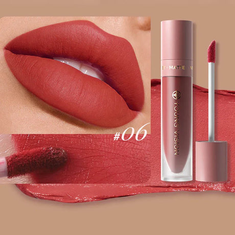 DUNUF 8-Color Matte Velvet Smooth Easy-to-Apply Square Tube Lip Gloss Waterproof Three-Dimensional Plumping Lipstick