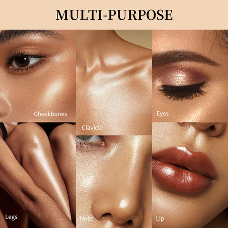 Highlighter Powder LongLasting Waterproof Face Instant Silky Skin Glow Baked Shimmer Illuminator Makeup Contouring Glitter
