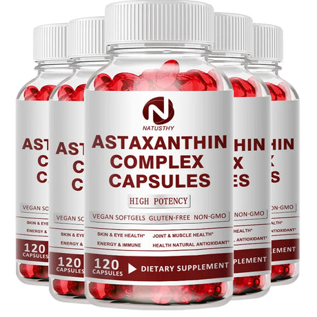 Astaxanthin Complex Capsules 12mg for Brain, Heart, Joint Bone, Eye, Skin, Immune System Health