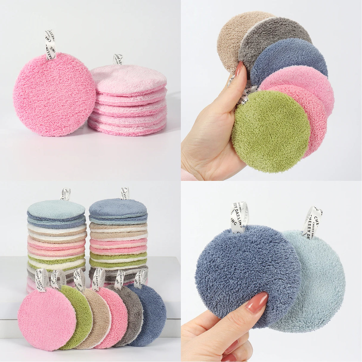 80 Round Absorbent Face Wash Pads 6Pcs, Machine Washable, Reusable Makeup Remover Tool, Suitable for All Skin Types