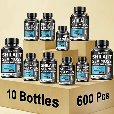 Premium Sea Moss Shilajit Ashwagandha Herbal Capsules, Boost Energy, Immune Support, Enhance Vitality & Overall Wellness