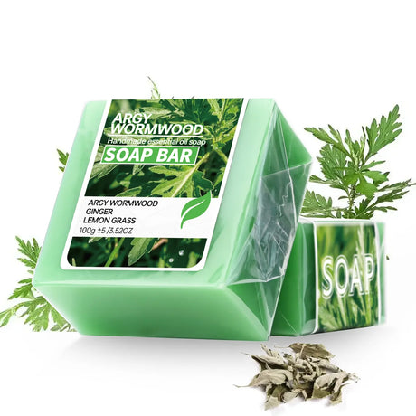 Wormwood herb essential oil soap, natural organic wormwood extract essence, facial cleansing soap, brighten skin color, nourish
