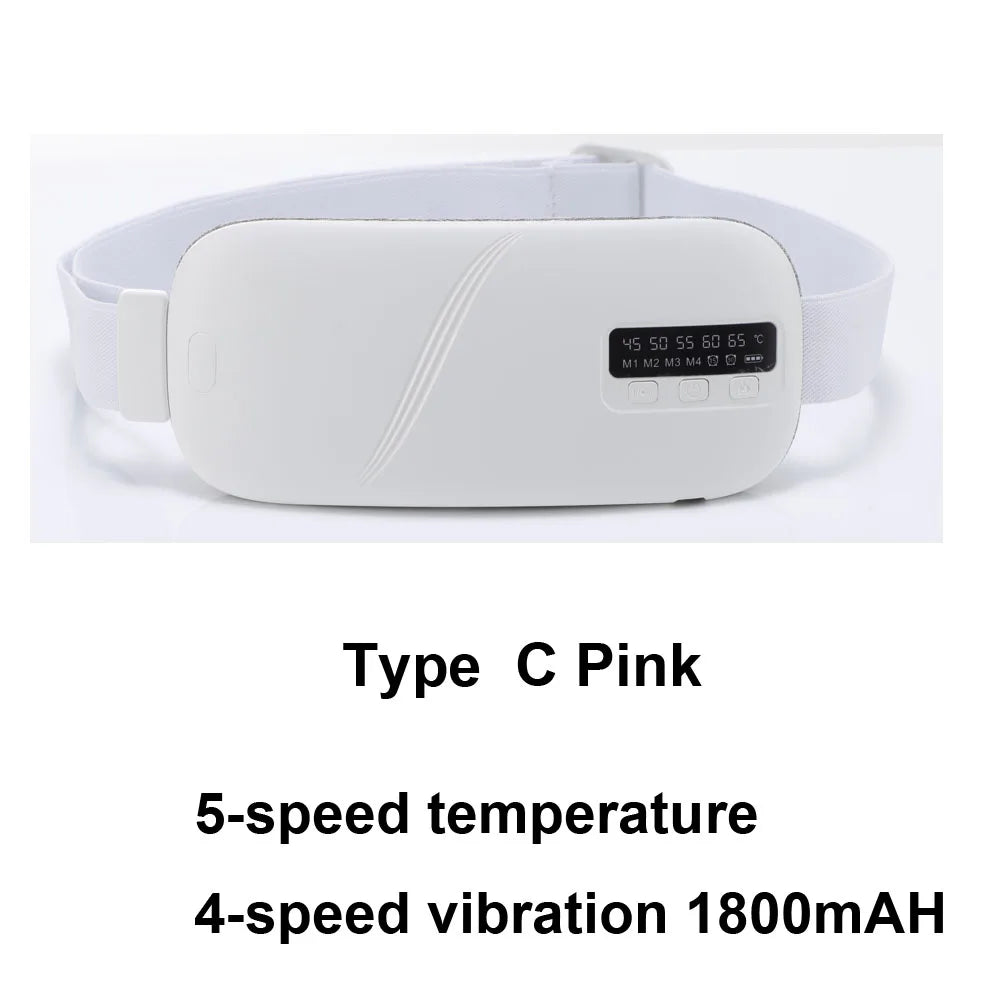 Electric Period Cramp Massager Vibrating Heating Period Pads Belt for Menstrual Colic Waist Stomach Abdominal Warm Palace Belt