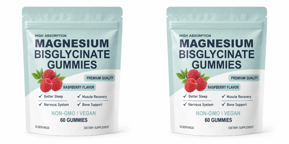 High Absorption Magnesium Bisglycinate Gummies Vegan Raspberry Flavor 60 Count Support Muscle Bone Health Non GMO Gluten Free