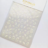 Sliver Bronzing 3D Christmas Nail Art Decoration Sticker Sparkly White Colorful Glitter Geometry Snowflake Winter Slider Foil