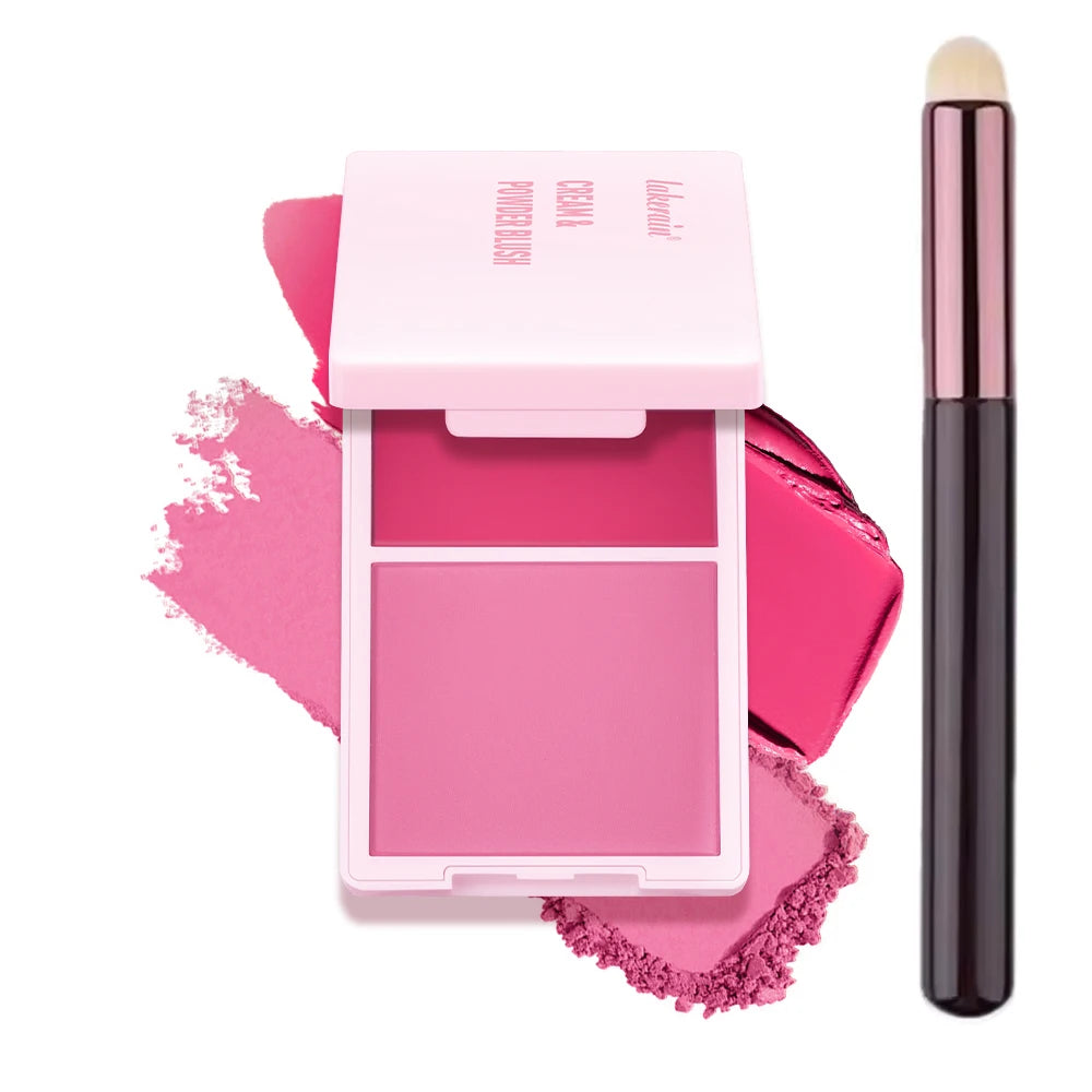 2Color Blush Cream and Brush Powder Long-lasting Wearing High Pigment Natural Matte Blush For Girl Blush Cosmtics
