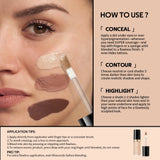 Super Coverage Concealer Multi-Use Cream Oil Free Highlight Covers Dark Circles Long-lasting Natural Matte Finish Long Wear Make