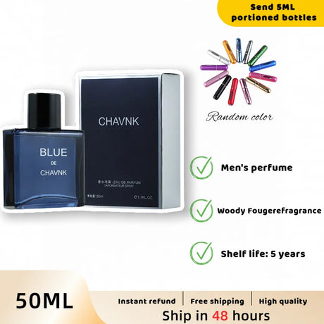 Classic Blue De Chavnk Eau De Parfum 50ml/100ml Pheromone Perfume for Men Gentleman Attract Women Body Spray Azure Fragrance