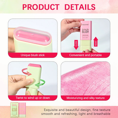 ibcccndc Rotating Blush Cream Tinted Moisture Stick Naturally Long-lasting Moisturizing Waterproof And Non-Removing Orange Blush