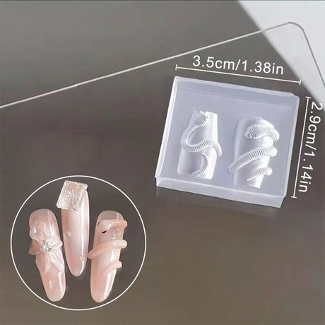 1/3 Pcs 3D Snake Nail Silicone Carving Mold DIY Decoration Art Beauty Charm Template UV Gel Manicure Supplies