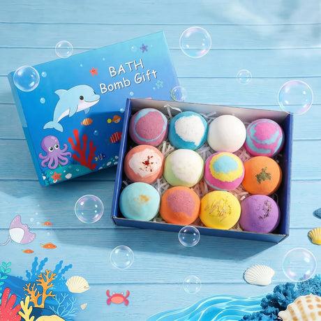 6-12PCS Bath Bombs Surprise Toy Inside Bath Bombs Natural Mega Bubbles Ocean Theme Skin Friendly Set Birthday Gift