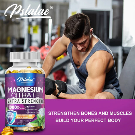 Magnesium Citrate Capsules 1000 Mg - Maximum Absorption for Muscle, Nerve, Bone and Heart Health Gluten Free, Non-GMO