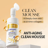 SADOER Collagen Facial Cleanser Mousse Deep Cleansing Skincare Moisturizing Firming Face Wash Foam Cleanser Skin Care Products