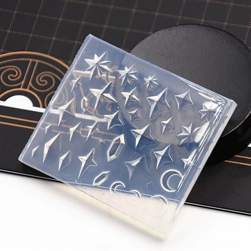 1pc Silicone Nail Art Molds Rhombus Diamond Pentagram Design Carving Template Nail Accessories For Women DIY Manicure Supplies
