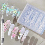 1Pcs 3D Bowknot Silicone Nail Art Mold 90Shapes Sweet Ribbon Nails Templates DIY Design Manicure Stencils For Nail Charms Molds