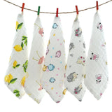 Random 5pcs Muslin 6 Layers Cotton Soft Baby Towels Baby Face Towel Handkerchief Bathing Feeding Face Washcloth Wipe Burp Cloth