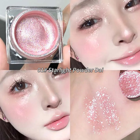 Pink Glitter Highlighter Gel Waterproof Pearlescent Purple Gray Diamond Brighten Lying Silkworm Eyeshadow Liquid Facial Makeup