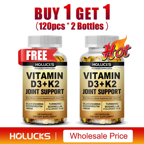 Advanced Vitamin D3 K2 Joint Support Supplement, for Heart & Bone Health, Cardiovascular & Immune Support, Calcium Absorption
