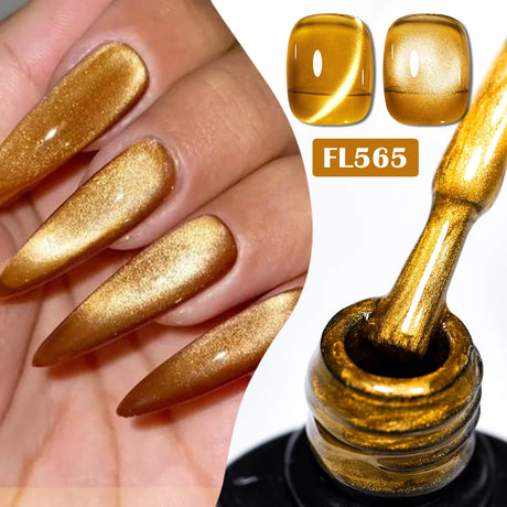 Four Lily 7ml Golden Magnetic Nail Gel Polish Glitter Champagne Gold Nail Art Decorations UV/LED Vernis Gel for Nails Manicure