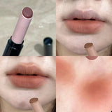 1Pc Matte Red Brown Lipstick Waterproof Matte Shimmer Lipstick Nude Lip Gloss Natural Rouge Balm Long-lasting Makeup Stick