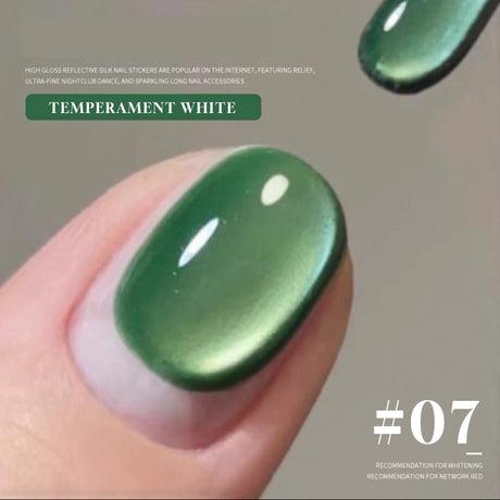 MN 1-20pcs 12ML Pink Gold Cat Eye Ocean Bubble Glass Beads Cat Eye Gel Nail Polish Blue Nails UV Light Nails Green Nails