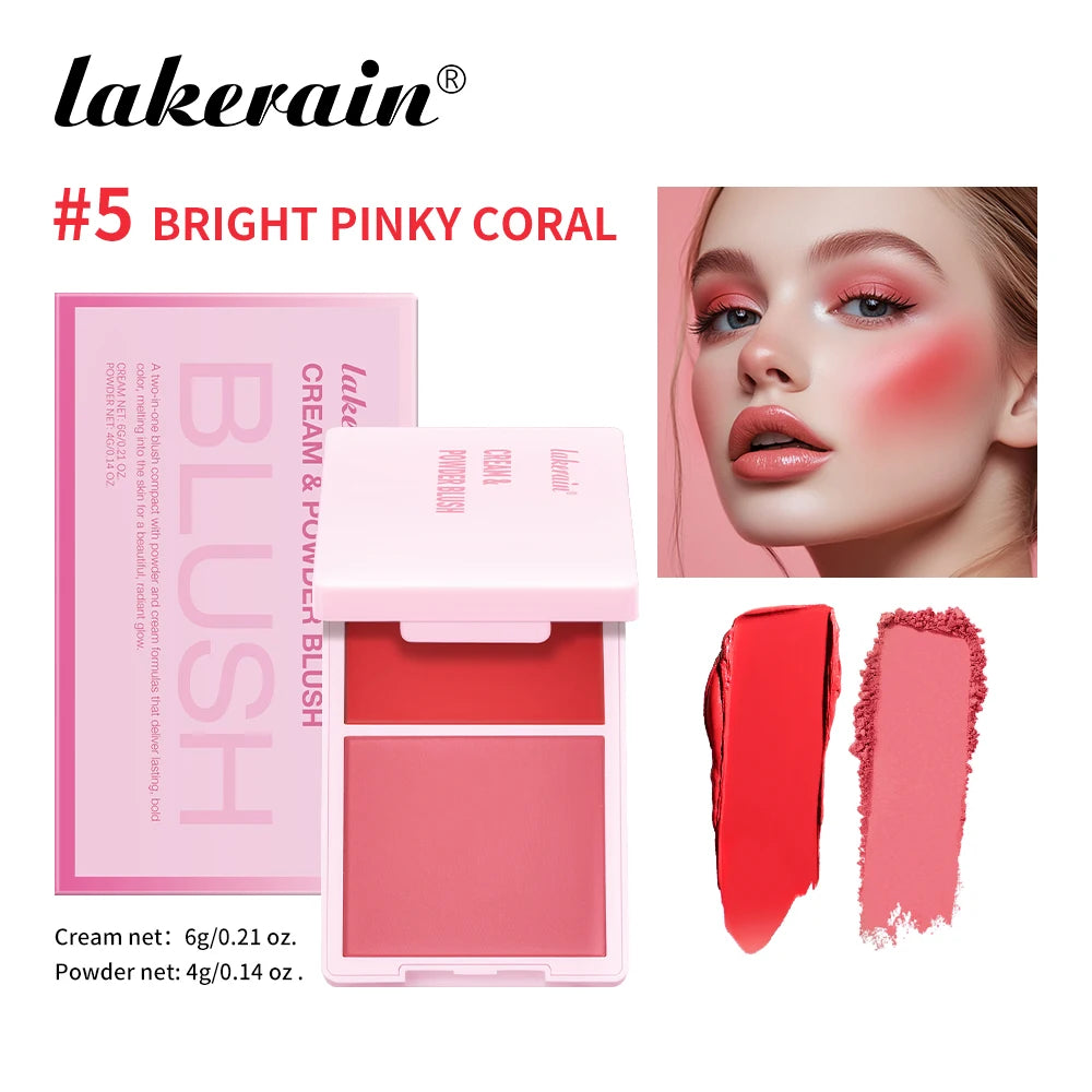 Cream&Powder Blush Palette Natural Long-lasting High Pigment  Blush Makeup Contour Powder Beauty Peach Pink Korean Makeup Blush