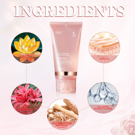 Overnight Collagen Firming Mask 75ml - Deep Moisturizing Pulling Formula for Smooth, Radiant Skin by Morning Wake-Up Glow.