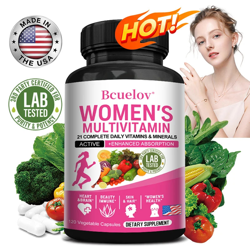 Women's Daily Multivitamin, with 21 Complete Daily Vitamins and Minerals for Women, Efficient Formula-Metabolism and Immune Support,120 Capsules