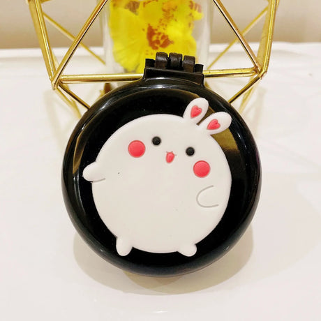 Baby Girls Kawaii Cute Cartoon Animal Folding Massage Comb with Makeup Mirror for Children Travel Portable Plastic Hair Brush
