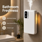 Smart Aroma Diffuser, 1800mAh Rechargeable Aromatherapy Machine, Automatic Fragrance Sprayer, Wall Mounted or Desktop Air Freshener with Ambient Night Light, 7 Spray Levels, 24H Timer for Bathroom Bedroom Office Hotel Home