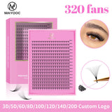 MAYOOC 320 Fans Premade Volume Fans Pointy Base Medium Stem Sharp Thin PreMade Russian Volume Fan Eyelash Extensions Custom Logo